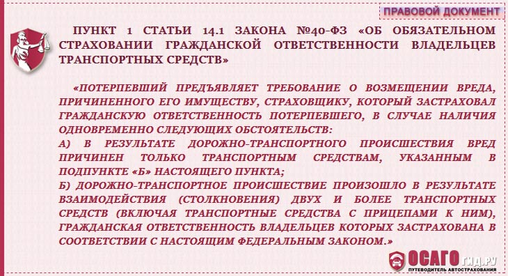 п.1 статья 14.1 закон №40-ФЗ